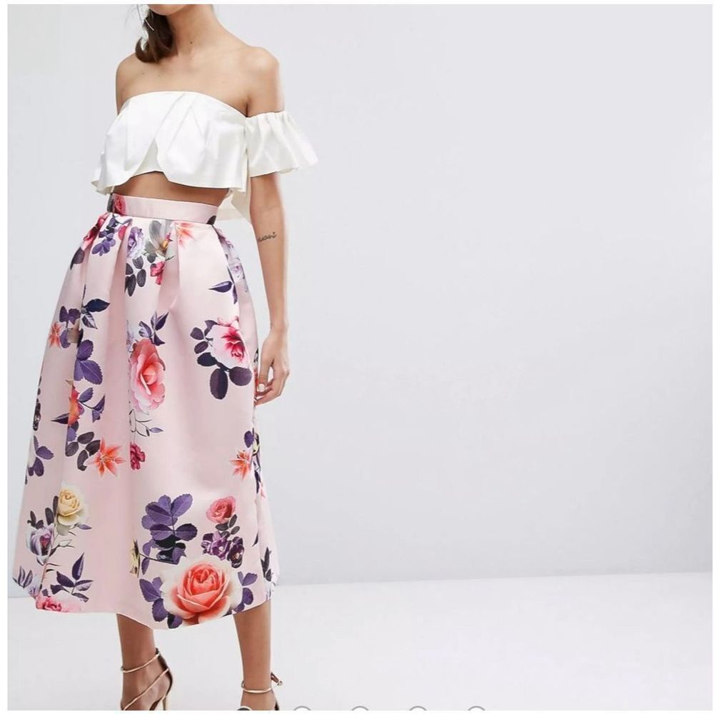 Closet London Pouf Box Pleat Midi Floral Skirt, 4